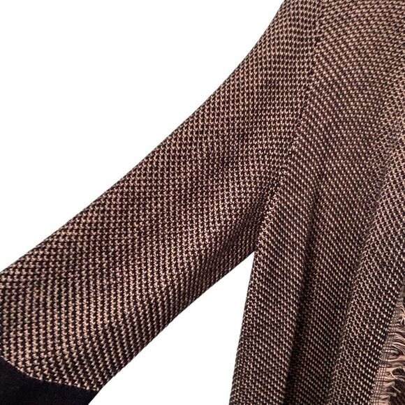 Kasper Open Front Fringe Cardigan in Brown and Black Size 1X - Picture 4 of 8